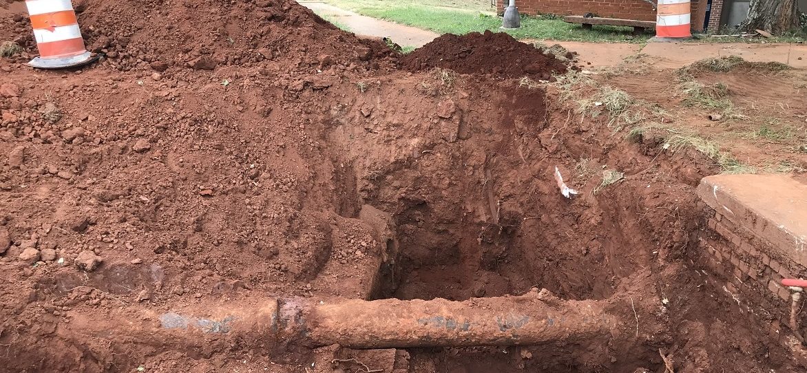 Excavated water main
