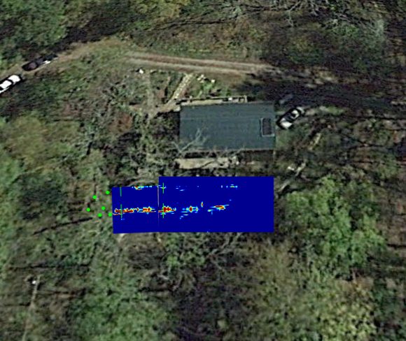 Arial view of home and septic system with map