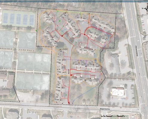 Map showing utilities for condominium complex